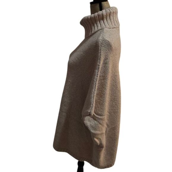 LOFT Cozy Beige Orange Varigated Turtleneck Sweater Cape Size‎ Medium - Picture 6 of 9